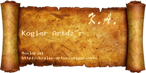 Kogler Artúr névjegykártya